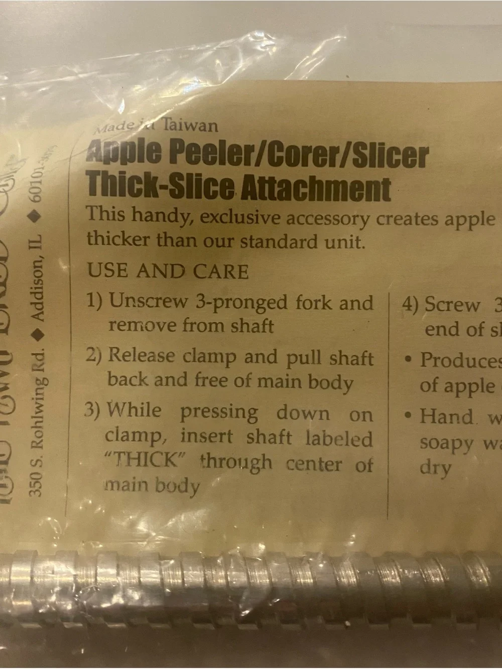 The Pampered Chef Apple Peeler/Corer/Slicer Attachment #2433 - Green Handle